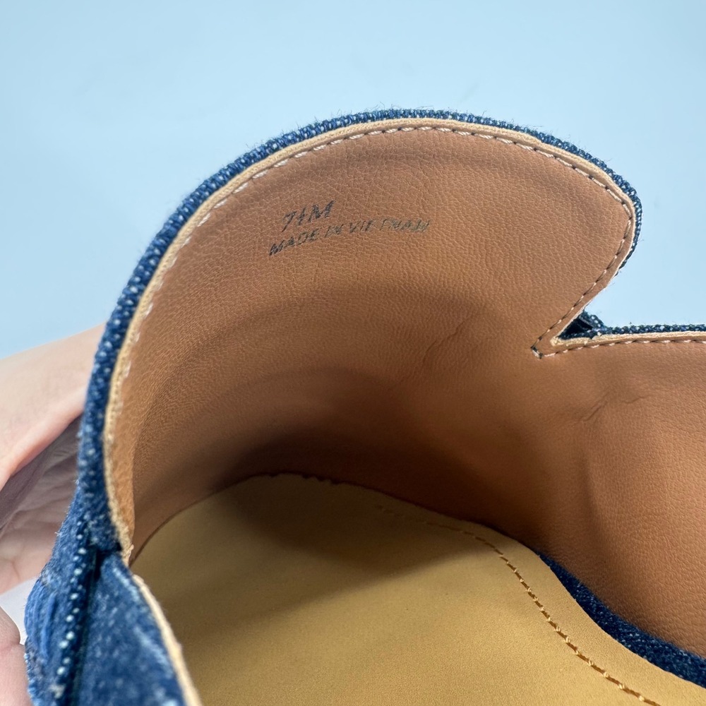 Lisa Vicky Enrich Women's 7.5 M NEW Dark Blue Denim Penny Loafer Mules Slide On - Picture 8 of 14
